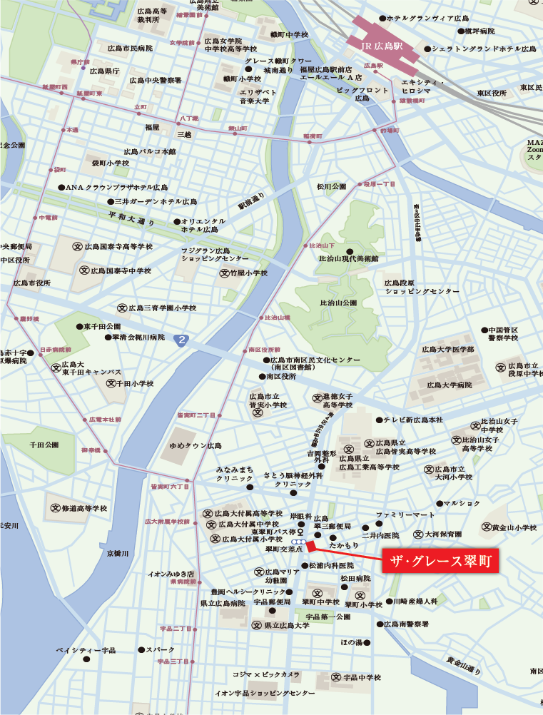 ザ・グレース翠町 (ぐれーすみどりまち) 周辺環境マップ